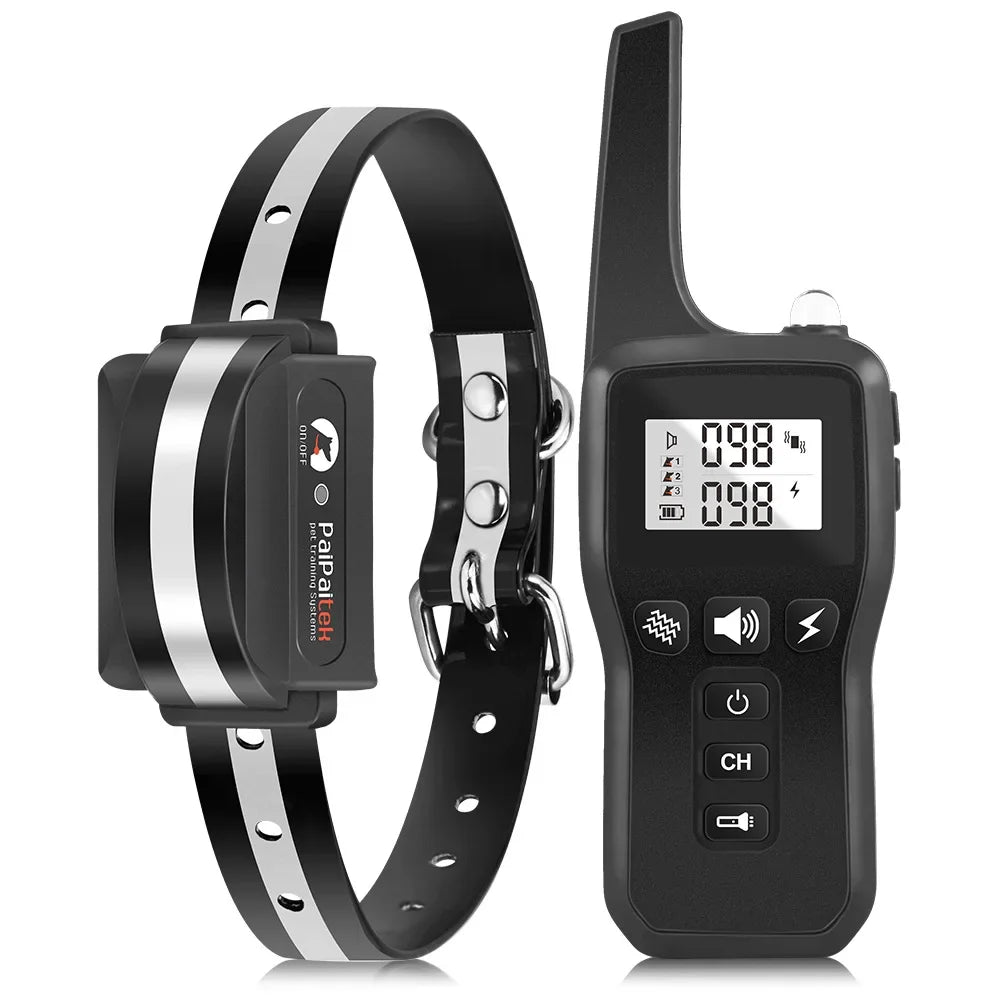 Pet Training Collar Dog Bark Control Stop Shock Collar Rechargeable Waterproof Electric Shock 1000m Remote Dog Training Tools Oasis Select black