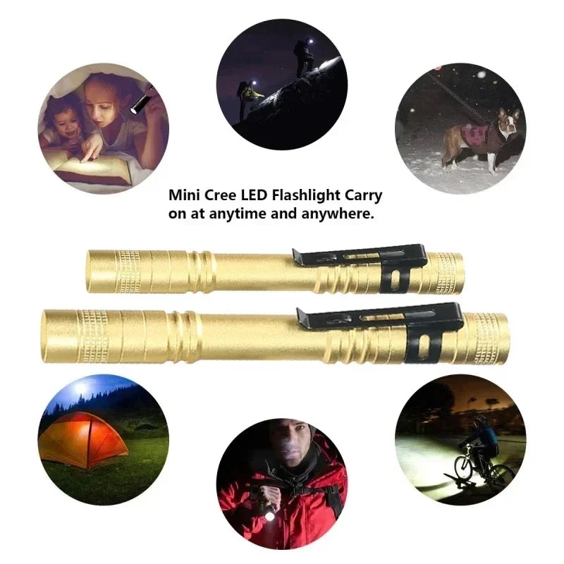 Portable Mini LED Pen Flashlight With Pen Clip Handheld Ultra Pocket Torch Use AAA Battery For Outdoor Camping Emergency Lamp Oasis Select