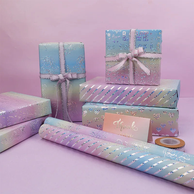 Wrapping Paper Iridescent Iridescent Gift Wrap Roll Confetti Gift Wrap Rainbow Holographic Birthday Wrapping Paper For Girls Oasis Select