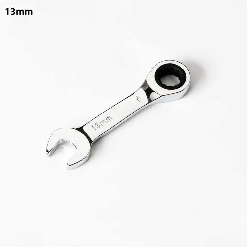 1Pcs 6-19mm 72 Tooth Short Handle Ratchet Socket Wrench CRV Quick Open Reversible Combination Stubby Spanner Auto Repair Tools Oasis Select 13mm