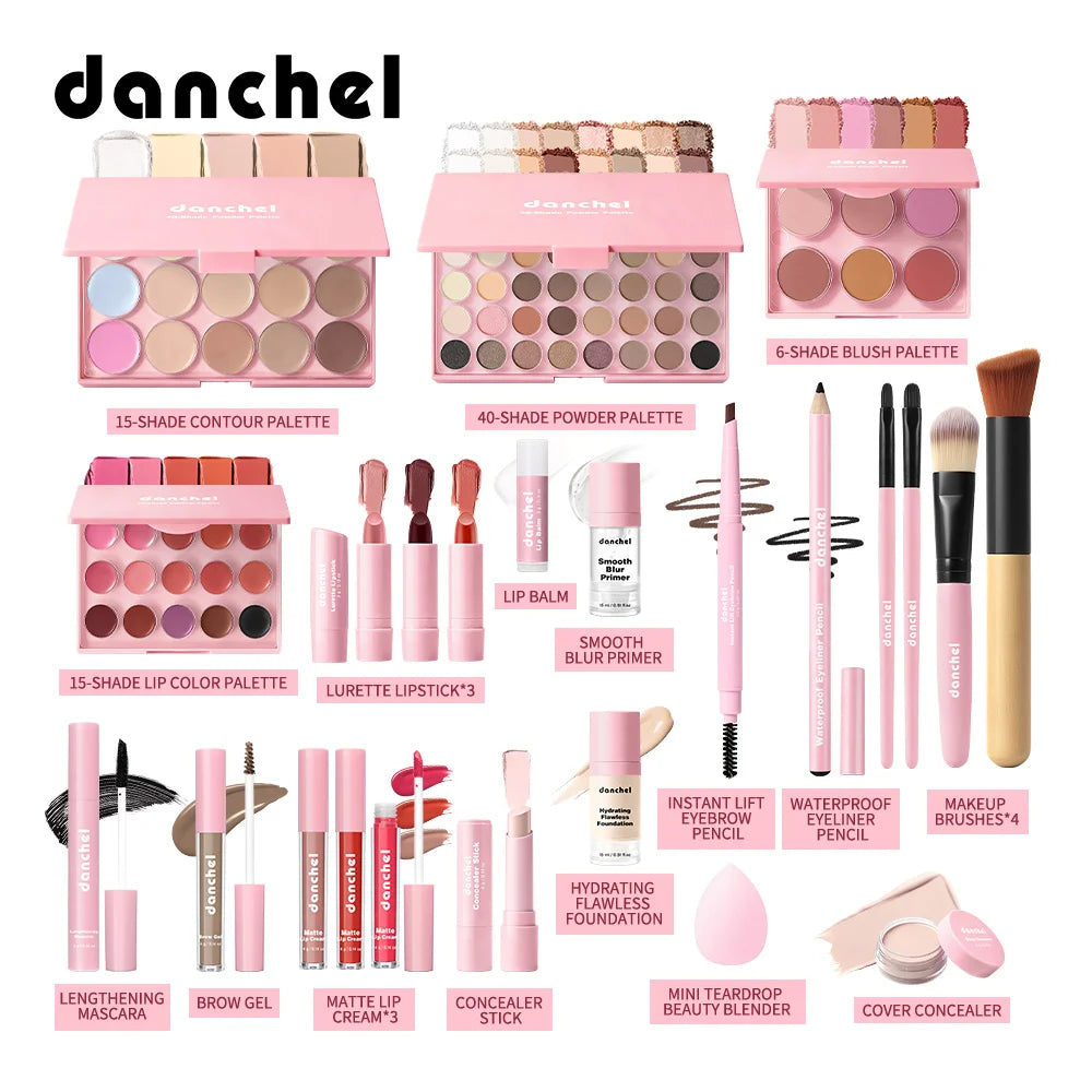 All In One Makeup Set Gathering All Cosmetic Including Base Makeup, Concealer, Contour ,Powder Blusher, Eyebrow Eye, Lip Makeup Oasis Select