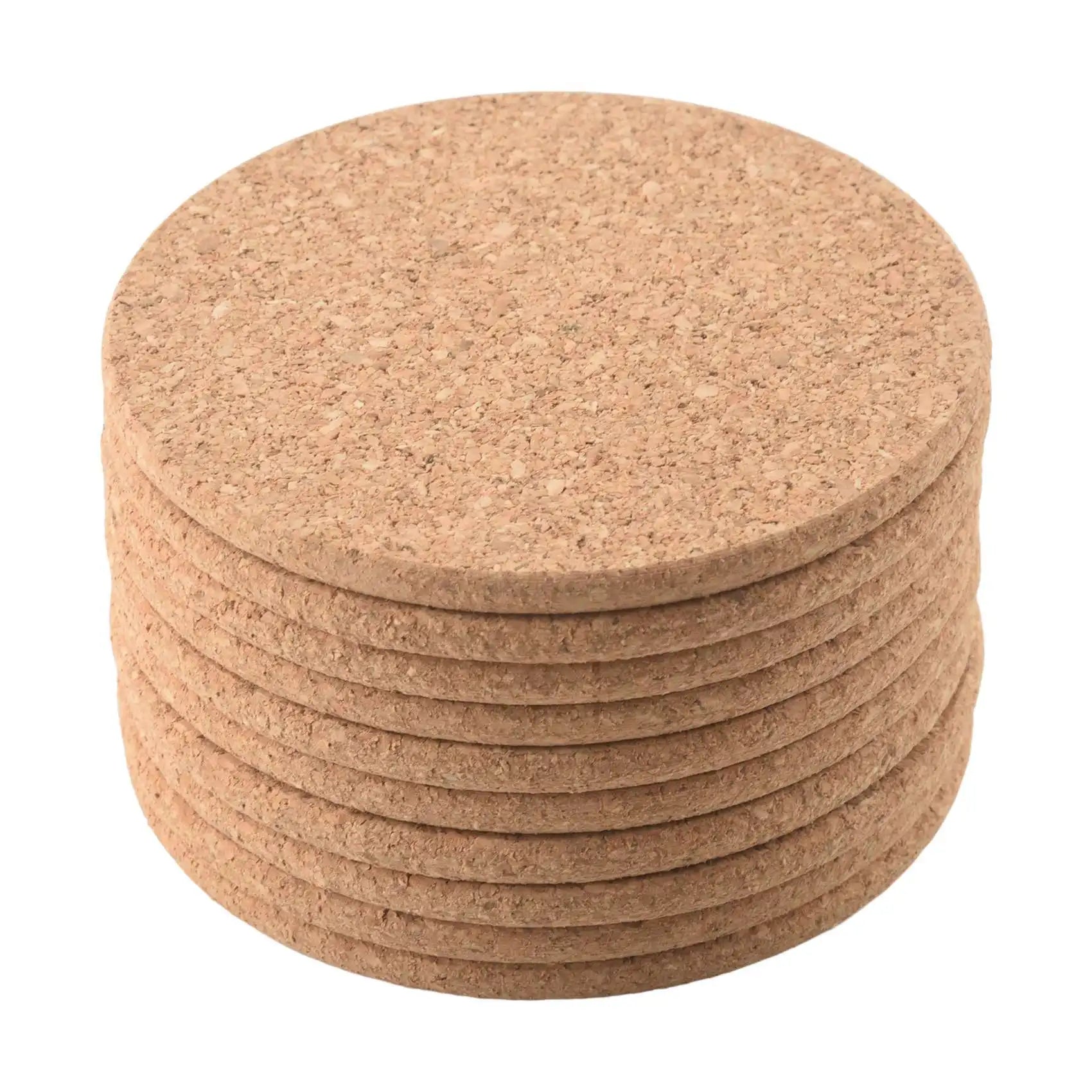 Set of 10 Cork Bar Drink Coasters - Absorbent and Reusable - 90mm, 5mm Thick Oasis Select Default Title