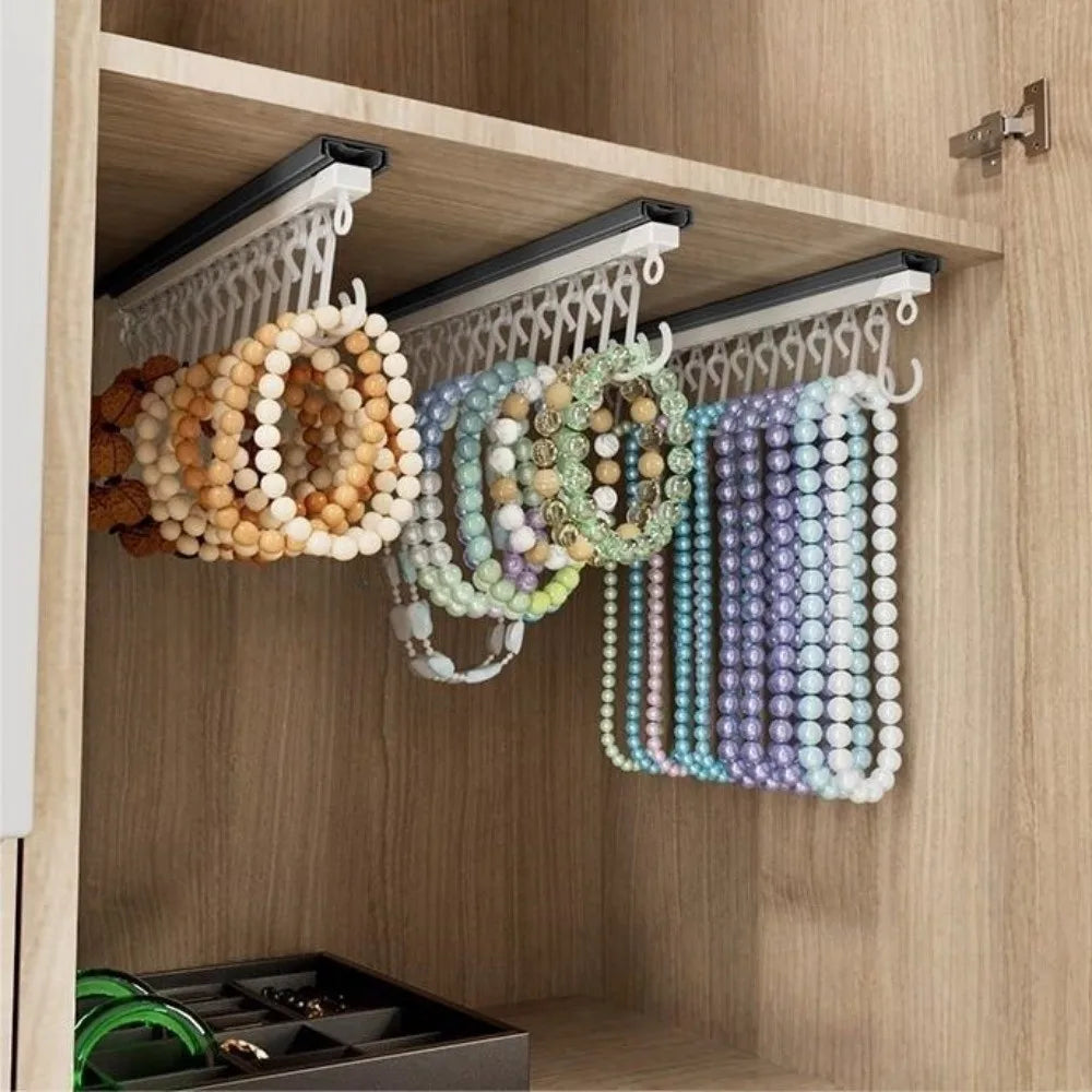 Sliding Rail S Hooks – No-Drill Wall Jewelry Organizer 30cm