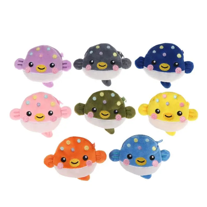 Cute Pufferfish Plush Mini Coin Purse – Zipper Pouch Wallet Novelty Coin Purse Oasis Select