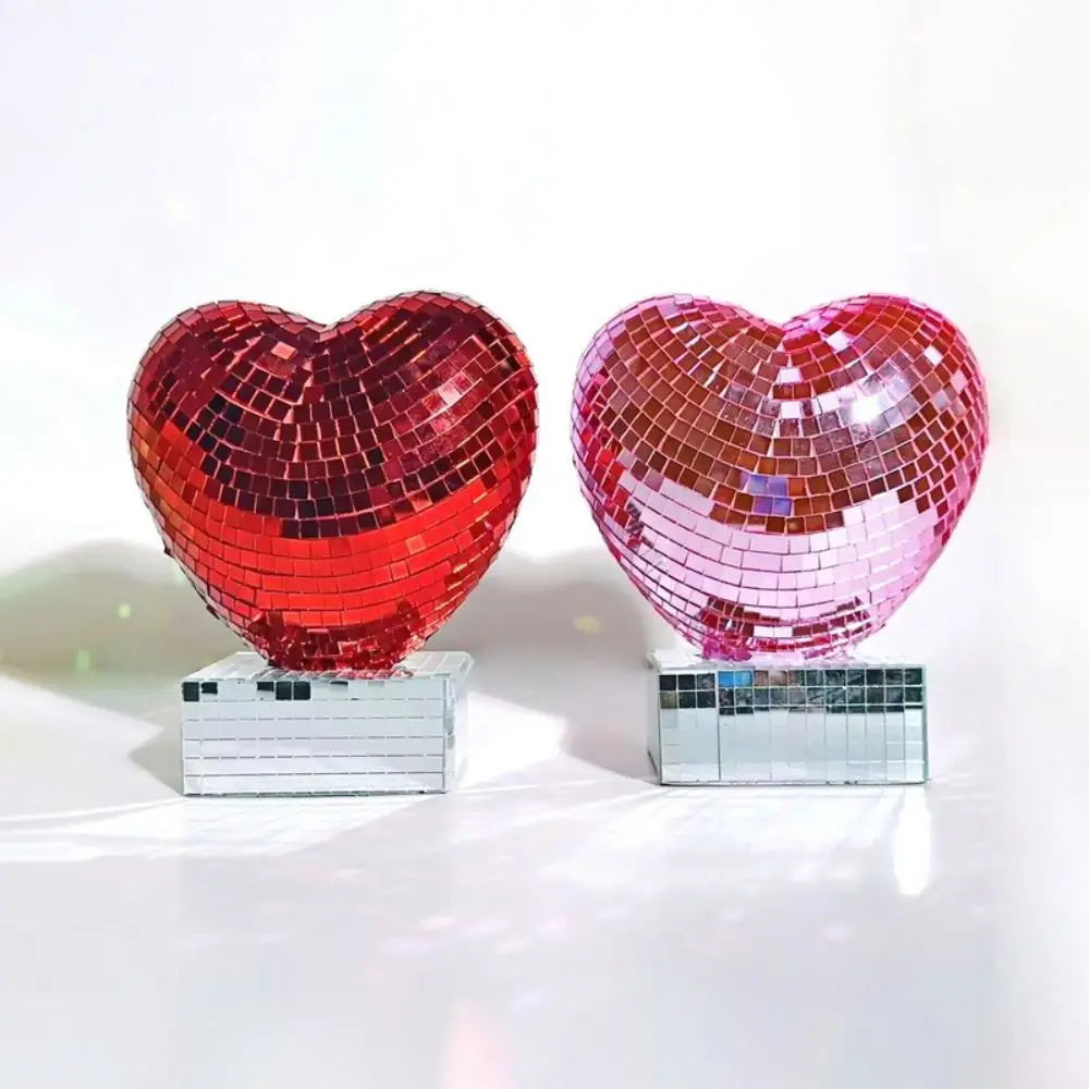Heart-Shaped Disco Ball Decoration | Reflective Mirror Ornament