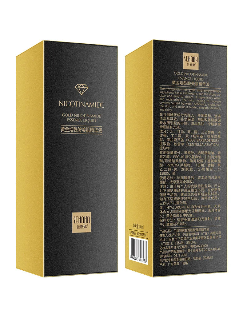 100ml 24k Gold Nicotinamide Facial Essence Hydrating and Moisturizing and Preventing Dryness Skin Hyaluronic Acid Face Serum Oasis Select