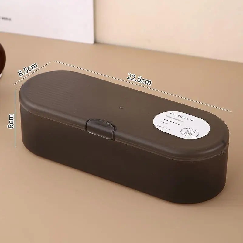 Multi-functional Plastic Storage Box Large-capacity Transparent Pen Box Stackable Pencil Case Gift Oasis Select Black L