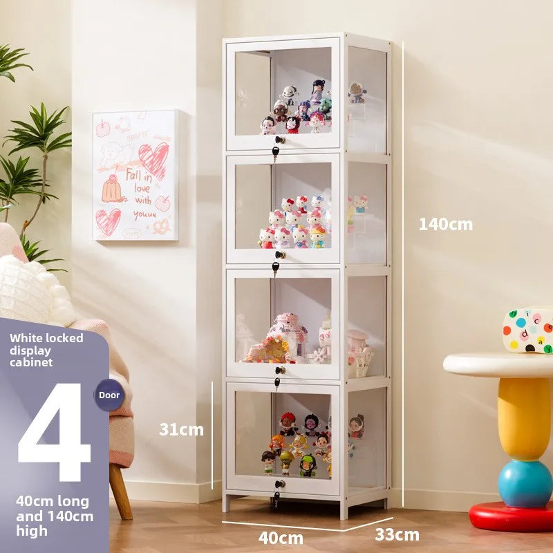 Figure Cabinet Transparent Lego Display Cabinet with Lock Household Blind Box Ornament Accessories Millet Storage Secondary Oasis Select Four doors 40 long