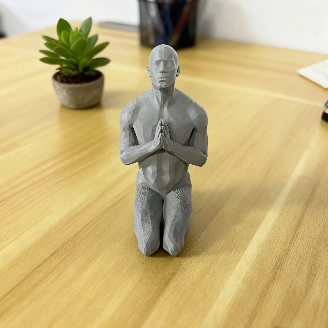 Minimalist Kneeling Prayer Man Ornaments Muscular Human Statue Meditation Male Home Office Table Yoga Room Decor Spiritual Gifts Oasis Select