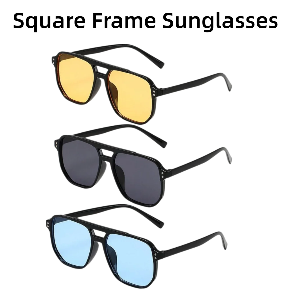 Punk Square Frame Sunglasses Anti-UV Travel Accessories Black Shades Glasses Beach Eye Protection Retro Sunglasses for women men Oasis Select