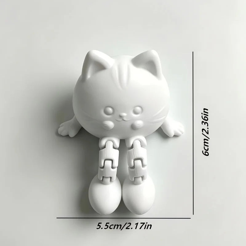 Cute Articulated Joint Cat Figurine Monitor Topper 3D Printing Kitten Desktop Ornament Mini Animal Statue Home Office Desk Decor Oasis Select kitten white