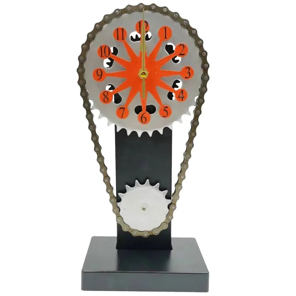 Creative Mechanical Rotation Gear Chain Clock Desktop Decoration Home Fashion Decoration Light Luxury Clock Retro Clock Oasis Select Orange