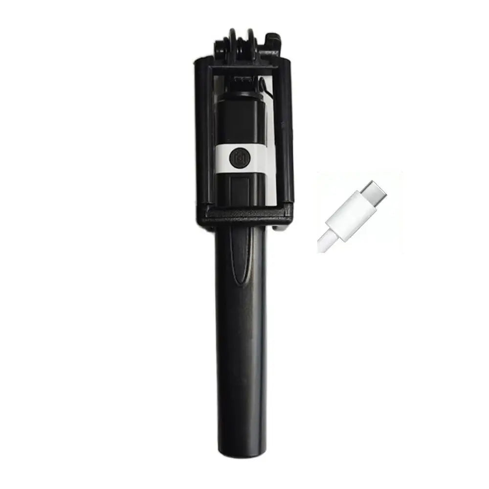 New Mini Wire Controlled Selfie Stick Pink/Blue/Black Suitable for Android 3.5mm Plug Selfie Stick Shrinkage 18cm Stretch 72cm Oasis Select black-Type-c