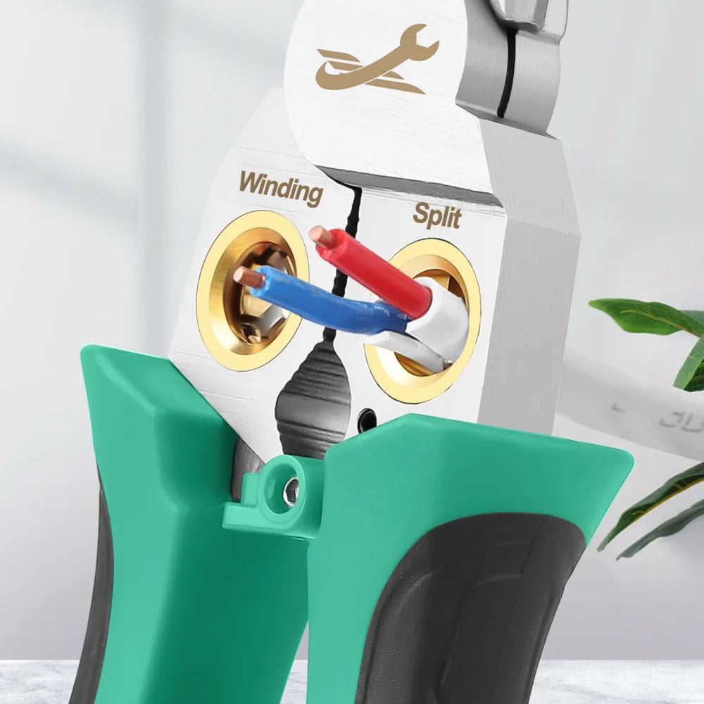 JUSTINLAU 8-in1 Electrician's Pliers Multi-function Wire Stripper Stainless Steel Needle-nose Pliers with Electrical Measurement Oasis Select