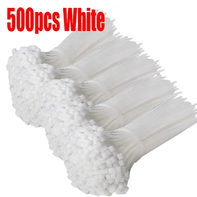 Nylon Cable Ties Adjustable Self-locking Cord Ties Straps Fastening Loop Reusable Plastic Wire Ties For Home Office Oasis Select White-500Pcs 3x200mm