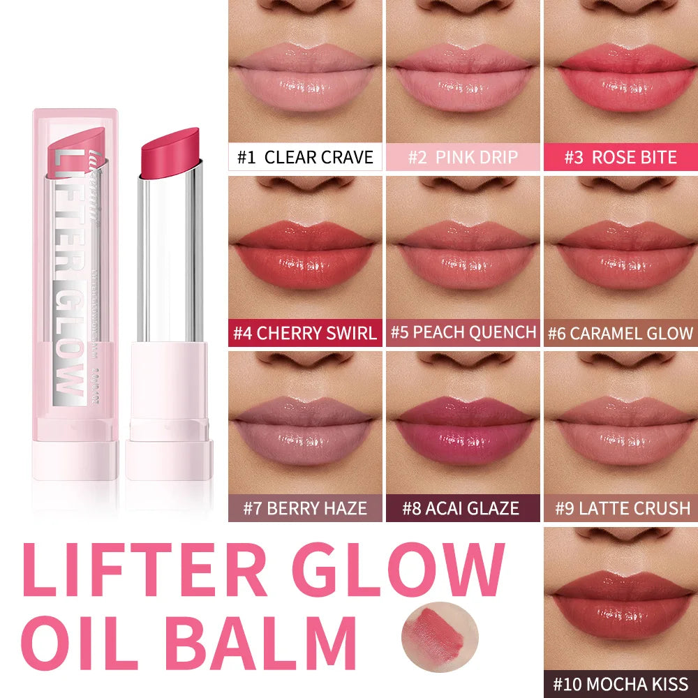 Lip Balm Glossy Glazed Finish Improves Lip Lines Hydration Plump Lip Balm 24HR Long Lasting Moisturizing Treatment 10 Colors Oasis Select
