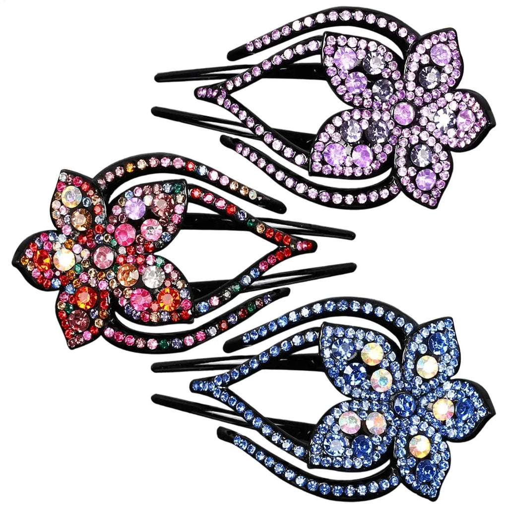 Hair Clips Crystal Hairpin Flower Duckbill Hair Claws Clip Retro Barrettes For Women Shinning Ponytail Hair Accessories Headwear Oasis Select