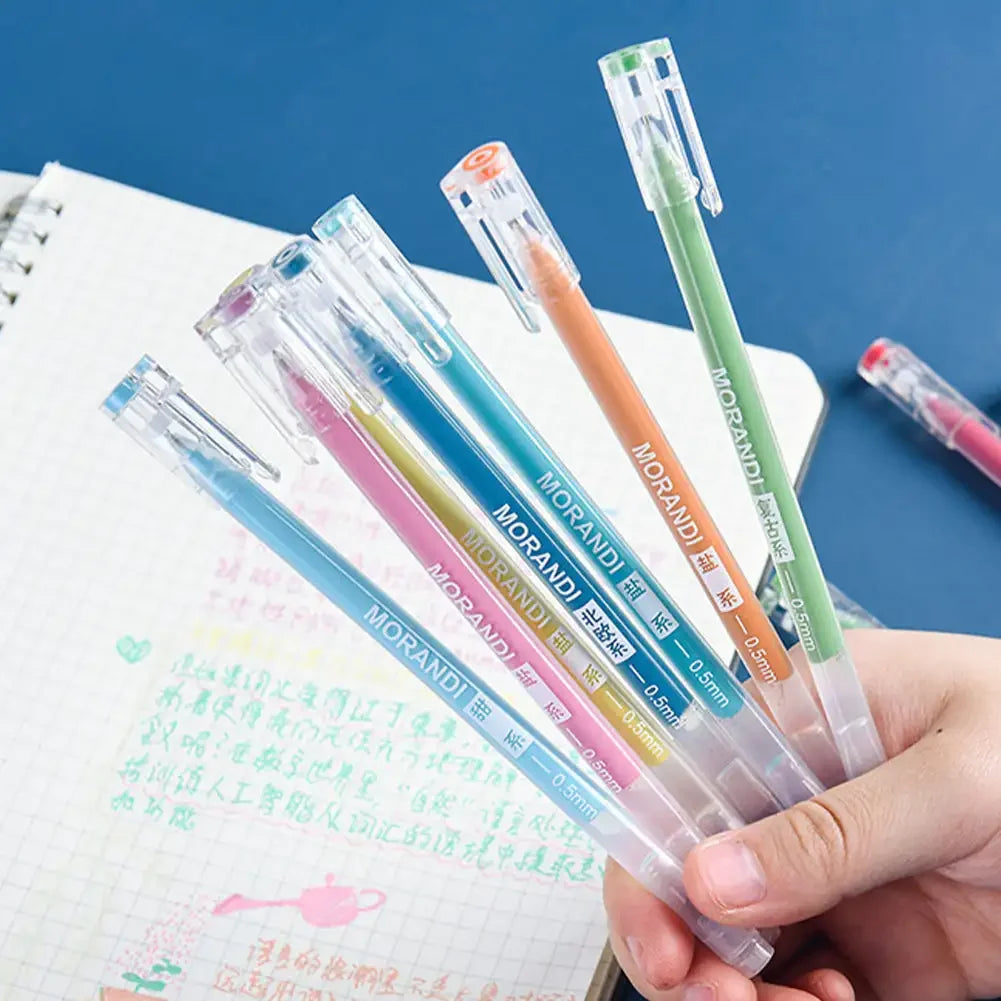 9pcs/box Morandi Color Gel Pens Set 0.5mm Handwriting Pen for DIY Scrapbook Students School Supplies Stationery Cute Pens Oasis Select