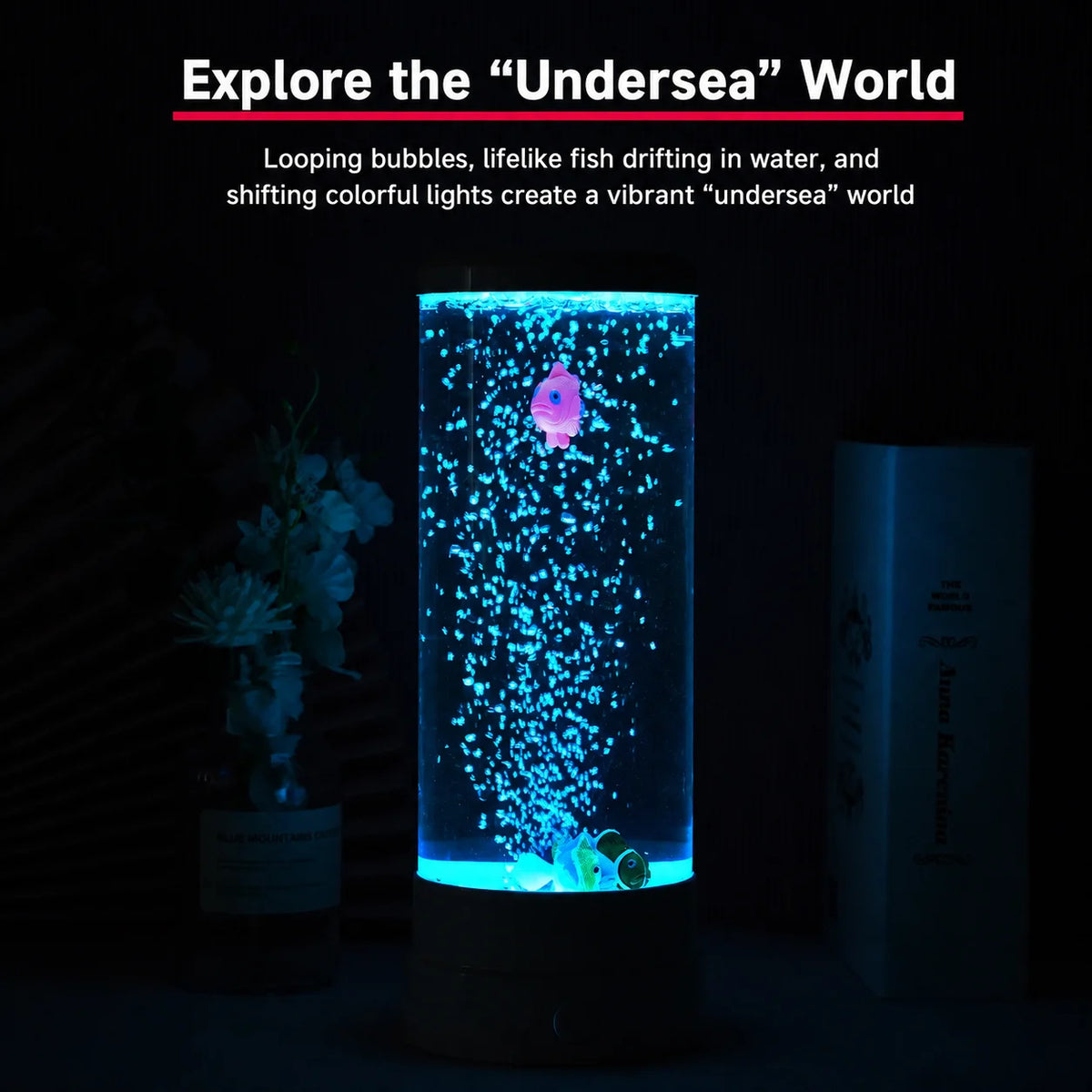 LED Fish Lamp Ambient Night Light Remote Control Color Changing Decorative Lights Aquarium Birthday Gift For Children USB Oasis Select