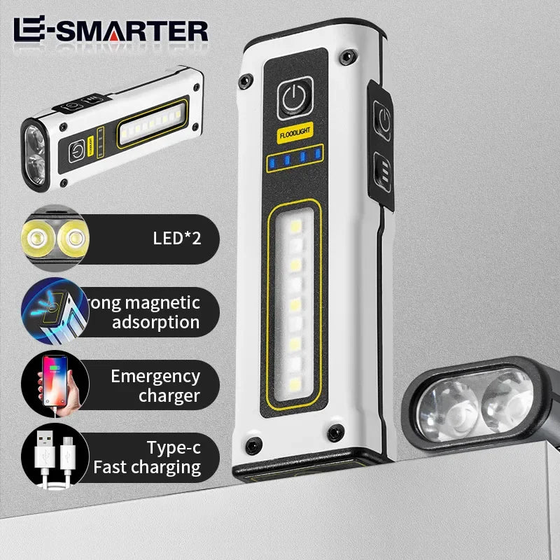 MINI Portable Rechargeable LED Flashlight Outdoor Emergency Service Lamp with Magnetic Powerful Long Range Flashligt for Fishing Oasis Select
