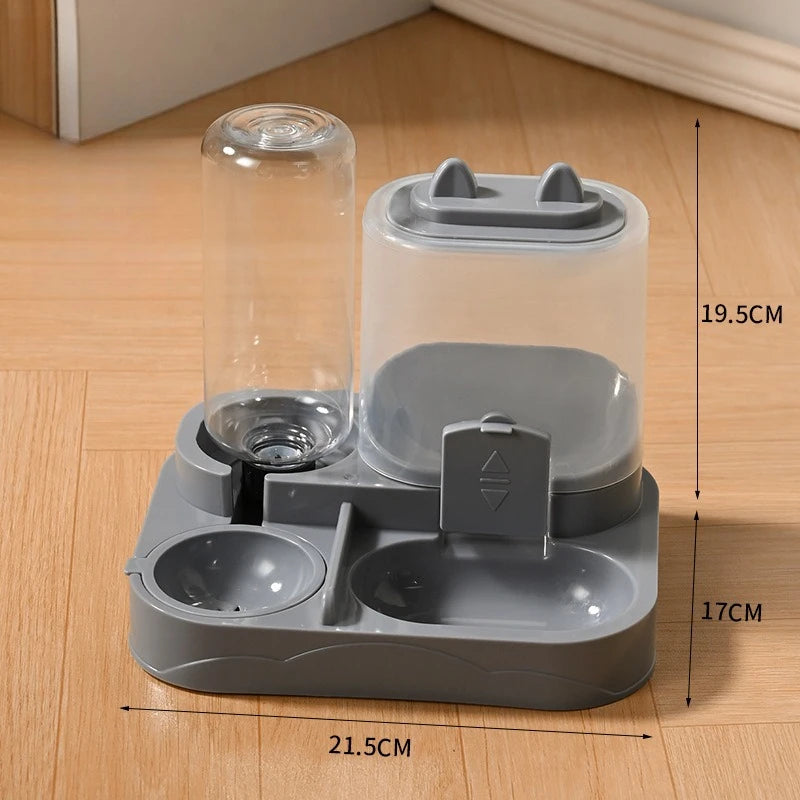 1pcs Transparent 2-in-1 Pet Food Water Bowl Dry Wet Separation Design Durable Plastic Feeder for Cats and Dogs Travel Oasis Select Black