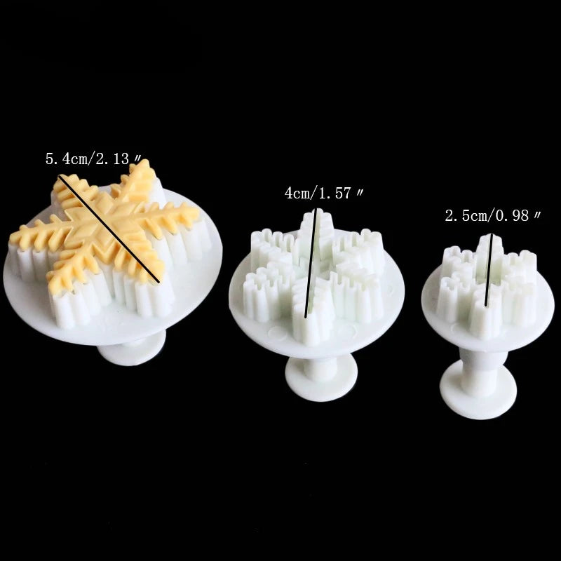 3pcs/set Snowflake Plunger Cutter Mold Fondant Cake Decoration Mould Sugar Clay Crafts Baking Tools Christmas Party Kitchen Tool Oasis Select fine snowflakes