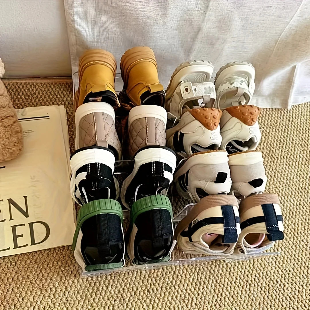 Transparent Plastic Baby Shoe Rack Space Saving Multi Layer Free Standing Shoe Organizer For Entryway Closet Home Storage Oasis Select