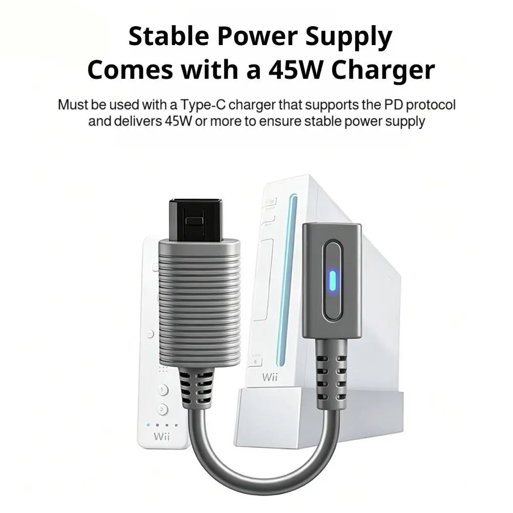 USB-C to Nintendo Wii Power Adapter Cable – 45W PD