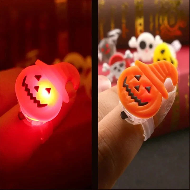 50-200PCS Halloween Glow Pumpkin Ring Cartoon Finger Light for Party Favor Small Gift Spooky Fun Night Rave Accessory Oasis Select