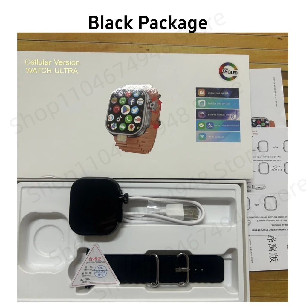 S10 Ultra CD12 Smartwatch Android 10.0 5G LTE Full Netcom Sim Card Rotary Camera GPS WIFI Touch encoder 4G Smart Watch Men Women Oasis Select Black 4GB 32GB