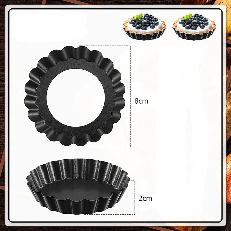 Mini Tart Pans 8cm Non-Stick | Removable Bottom Egg Tart Molds Tart Baking Molds Oasis Select