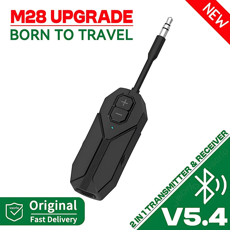 2 In 1 Bluetooth 5.4 Audio Receiver Transmitter Hifi Stereo Wireless Adapter 3.5MM AUX With Mic For Airplane TV PC Car Speaker Oasis Select M28 B