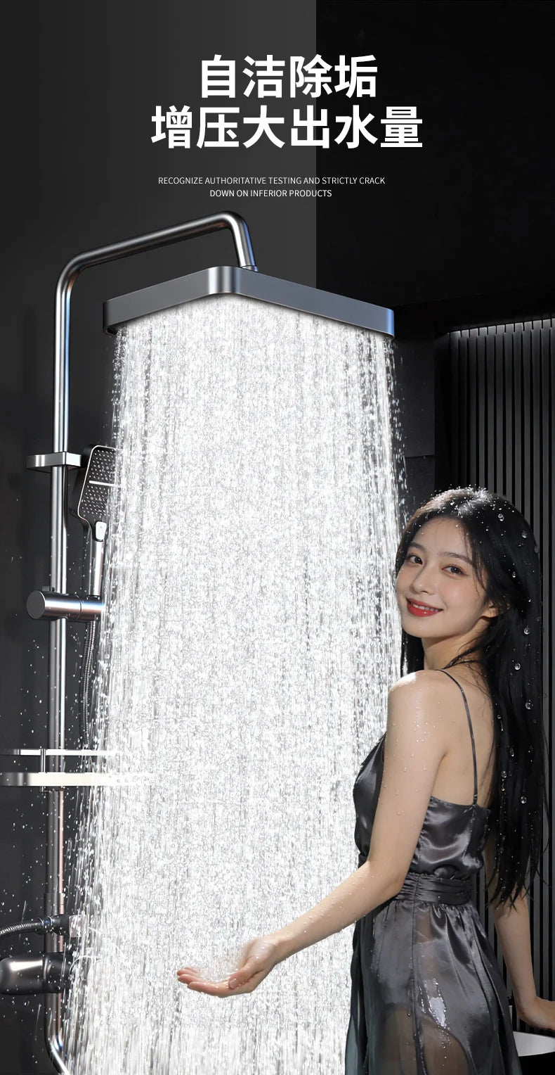 New 30cm Self Cleaning and Anti Clogging High Pressure Overhead Large Flow Booster Rain Shower Head 360° Rotation Water Saving Oasis Select