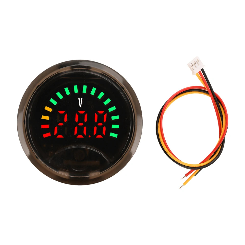 DC7-100V Mini Digital Voltmeter Battery Capacity Tester 2-Wire Circular Voltage Current Meter Volt Detector Test Power Indicator Oasis Select Red light
