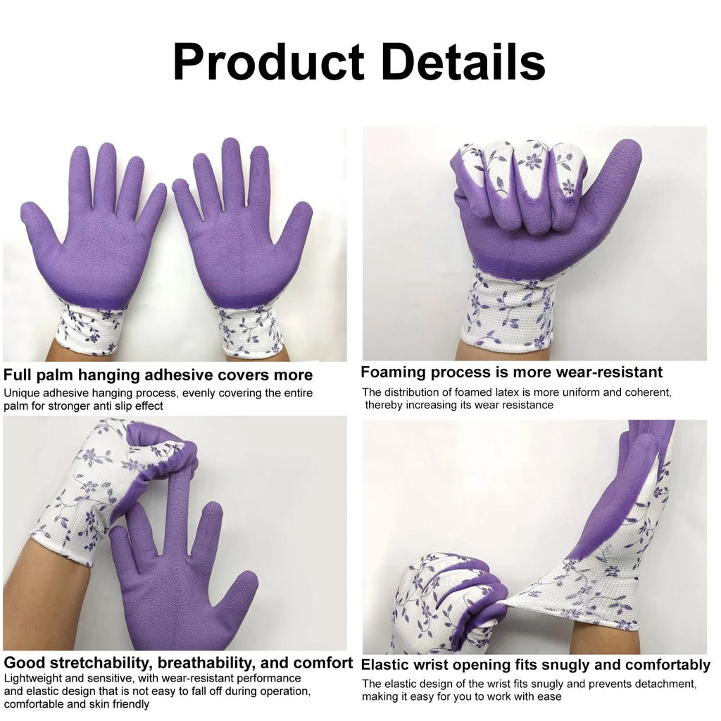 Garden Gloves One Size for Women Breathable Foam Latex Working Gloves, for Gardening Landscape DIY Rubber Gloves Oasis Select