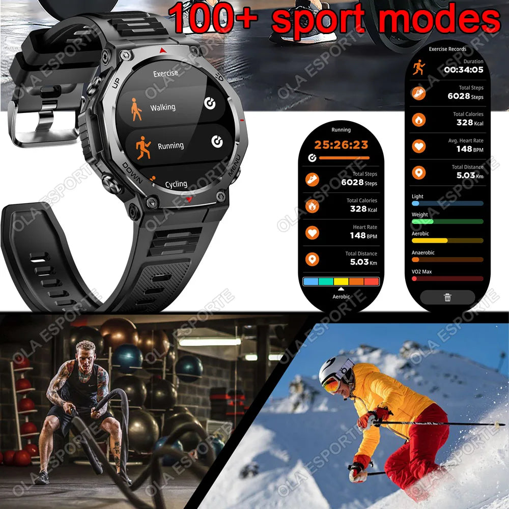 Ola Esporte Military GPS Smartwatch | AMOLED, 170 Sports, BT Call