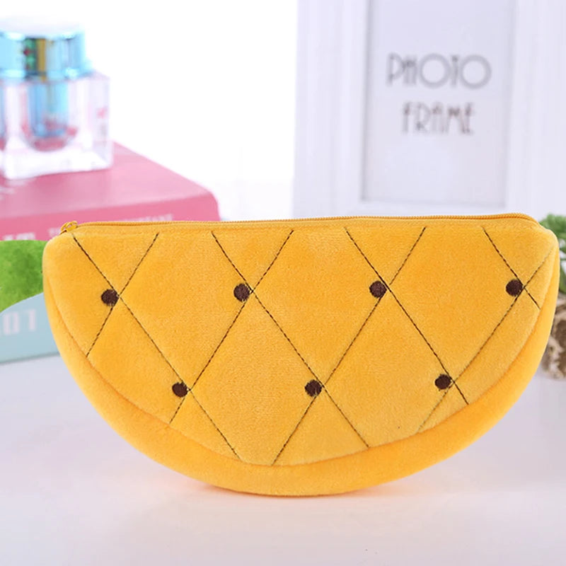 School Suppli Stationery Watermelon Pencil Case Cute Fruit Kawaii Plush Large Capacity Pencil Bag Cosmetics Case for Kids Gift Oasis Select A4
