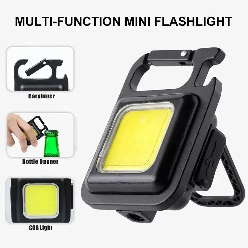 Super Bright 1500LM Work Light COB 500mah LED Flashlight Pocket Keychain USB Rechargeable Waterproof For Outdoor Camping Oasis Select