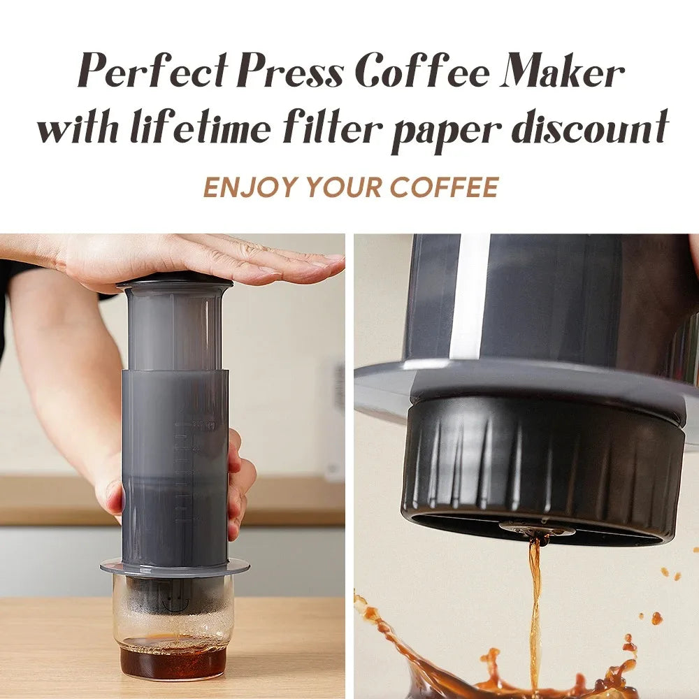 Portable Espresso French Press AeroPress Kit + 50 Filter Papers Portable Coffee Maker Oasis Select