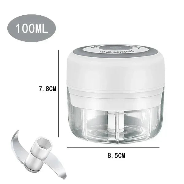 250/100ML Garlic Mincer USB Charging Powerful Mini Electric Garlic Chopper Portable Garlic Crusher Kitchen Food Chopper Unisex Oasis Select 105-White100ml