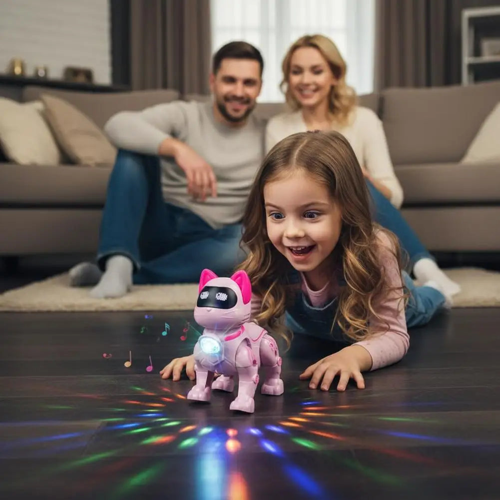 Electric Robot Cat Toy – Walking, Singing & Light-Up with Leash