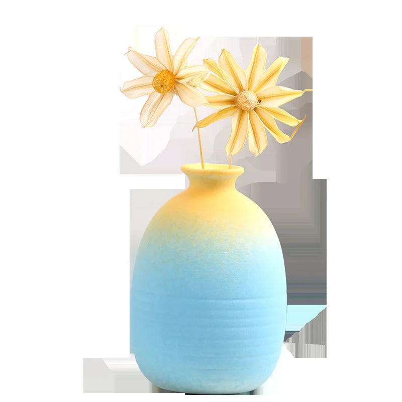 Frosted Gradient Mini Ceramic Vase Flower Arrangement Light Luxury Garden Home Dry Flower Living Room Table Decoration Oasis Select