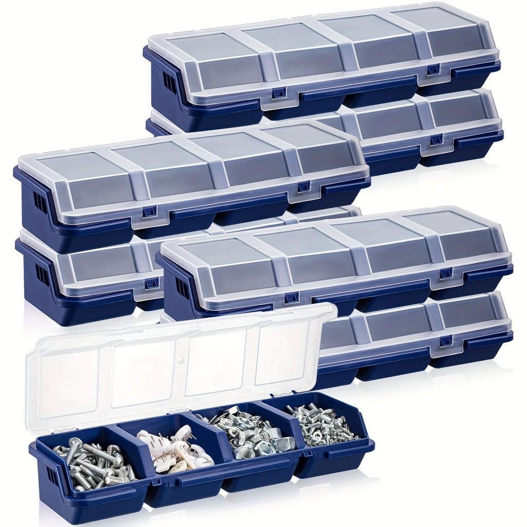 4-Grid Transparent Stackable Parts & Screw Storage Box
