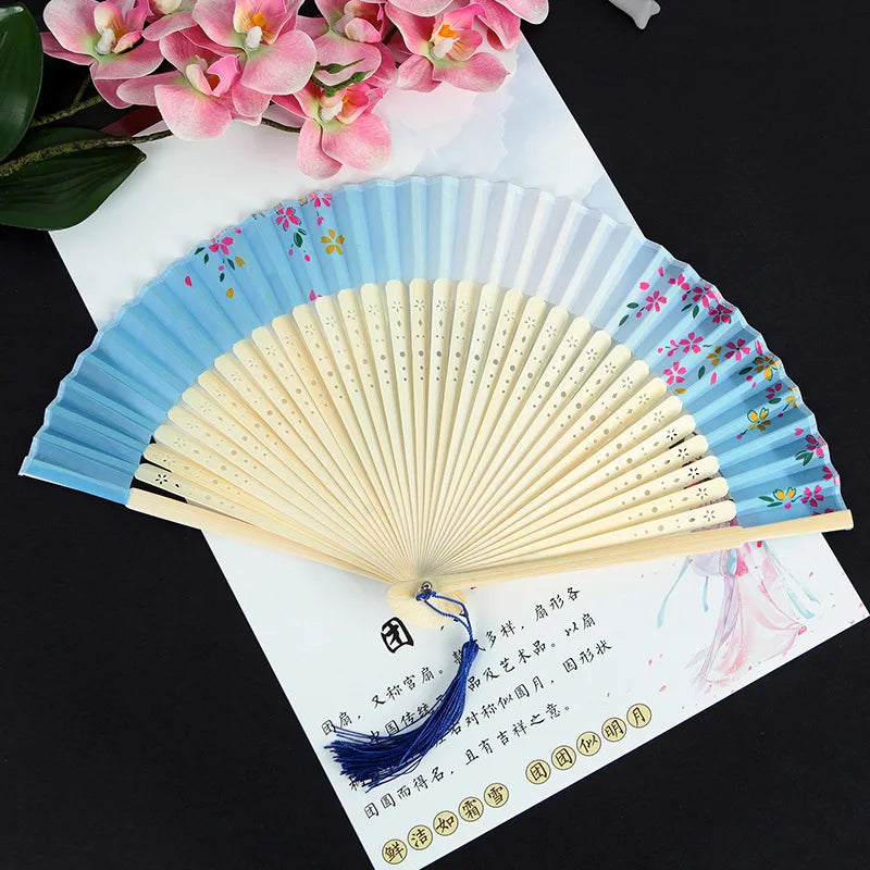 Folding Fan Hand Mini Silk Hollow Out Bamboo Products Arts and Crafts Women Japanese Dance Fan Portable Oasis Select 2