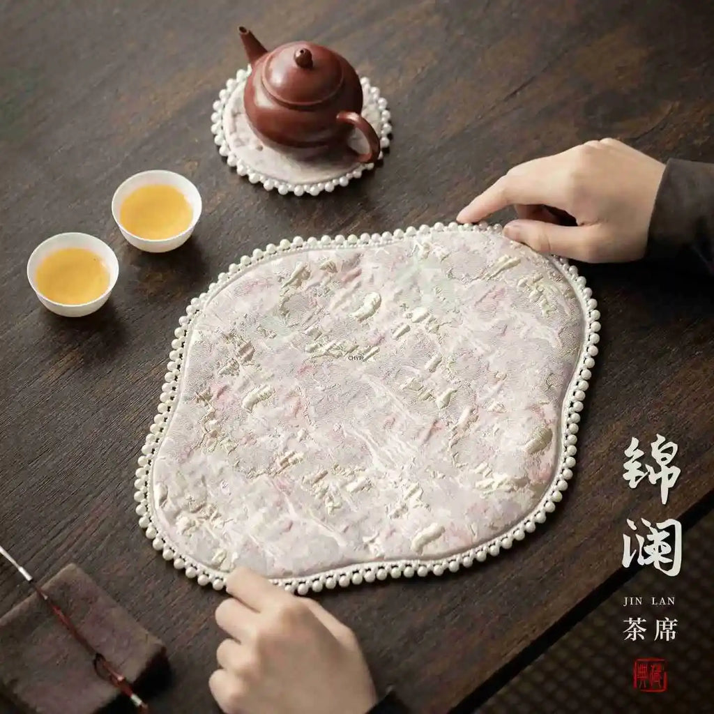 Pearl Tea Mat Chinese Style Double-sided Heat-resistant Insulation Pad Table Teapot Mat Tea Table Tea Ceremony Oasis Select