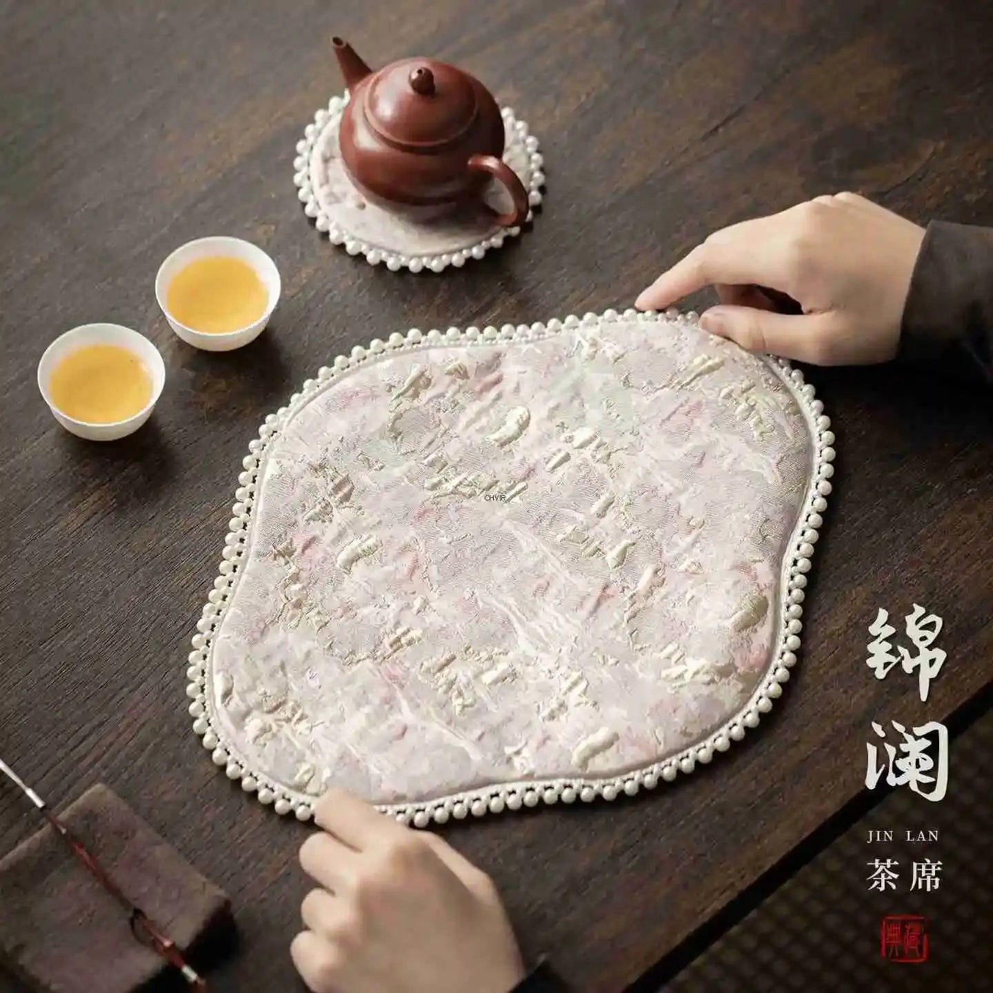 Pearl Tea Mat Chinese Style Double-sided Heat-resistant Insulation Pad Table Teapot Mat Tea Table Tea Ceremony Oasis Select