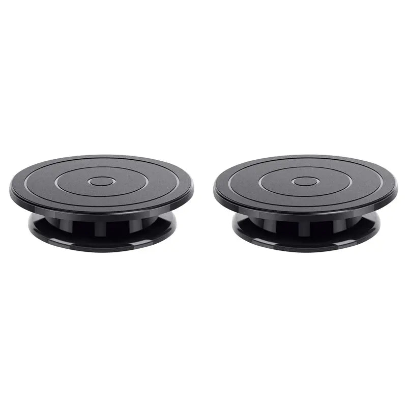 LIKE WISH 2Pcs 11 Inch Rotate Turntable Sculpting Wheel Revolving Cake Turntable Black Painting Turn Table Stand Oasis Select Black