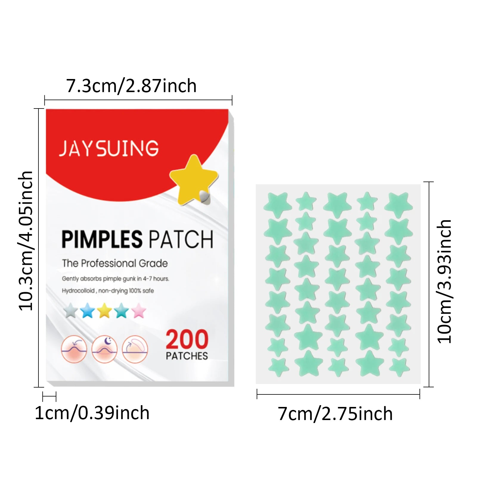 200Pcs Repair Acne Patch Fade Blemishes Pimple Marks Closed Acne Blemishes Hydrocolloid Star Shaped Cover Acne Pimple Patch Oasis Select