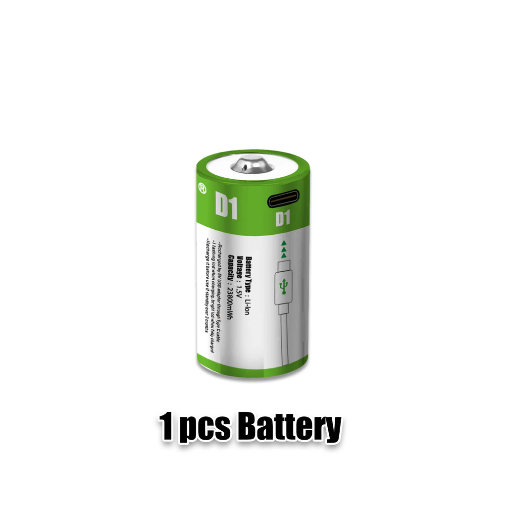 1.5V 23800mWh USB Rechargeable D Size Battery LR20 D Cell Lithium Battery for Gas Cooker Water Heater Flashlight Radios Oasis Select 1pcs battery 1.5V