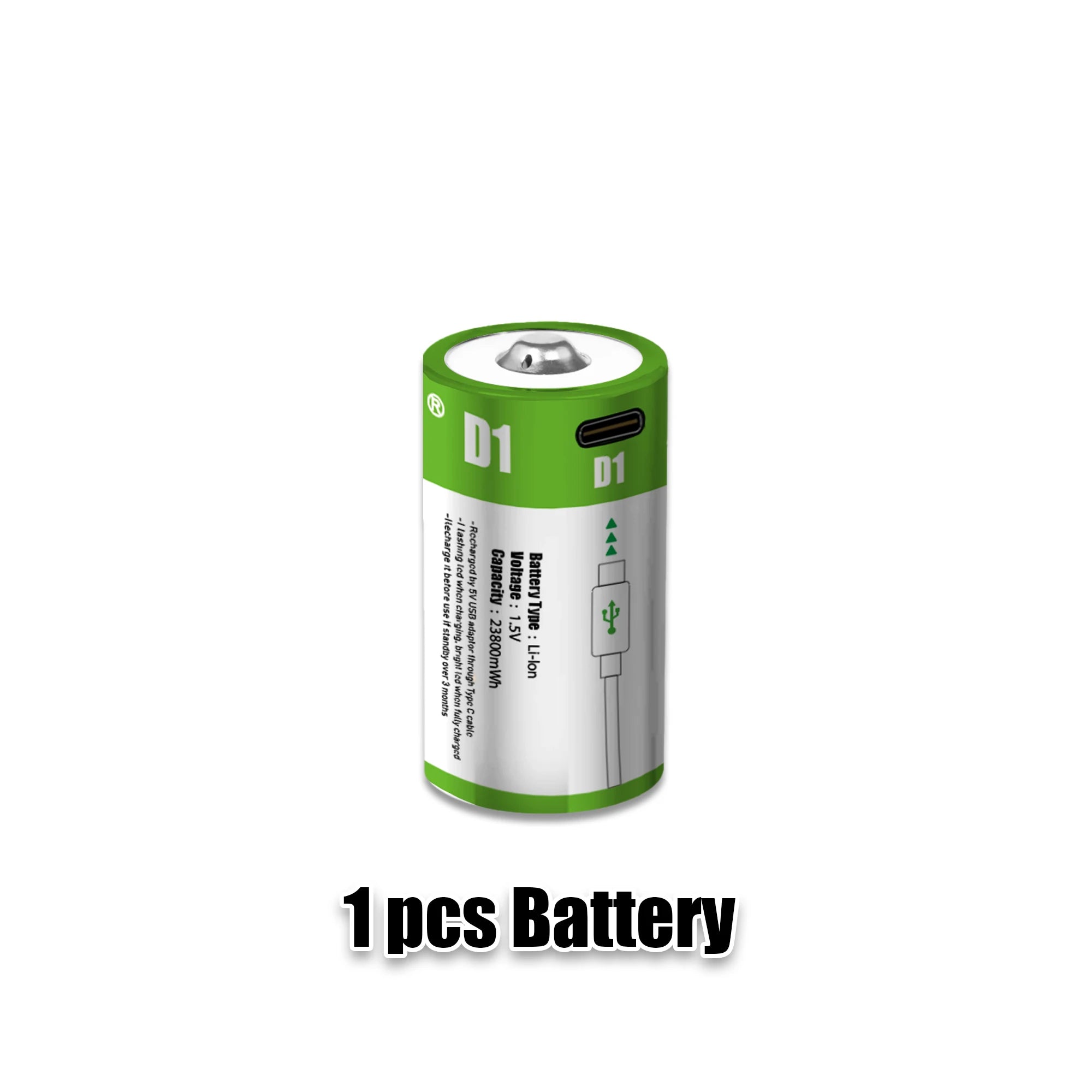 1.5V 23800mWh USB Rechargeable D Size Battery LR20 D Cell Lithium Battery for Gas Cooker Water Heater Flashlight Radios Oasis Select 1pcs battery 1.5V